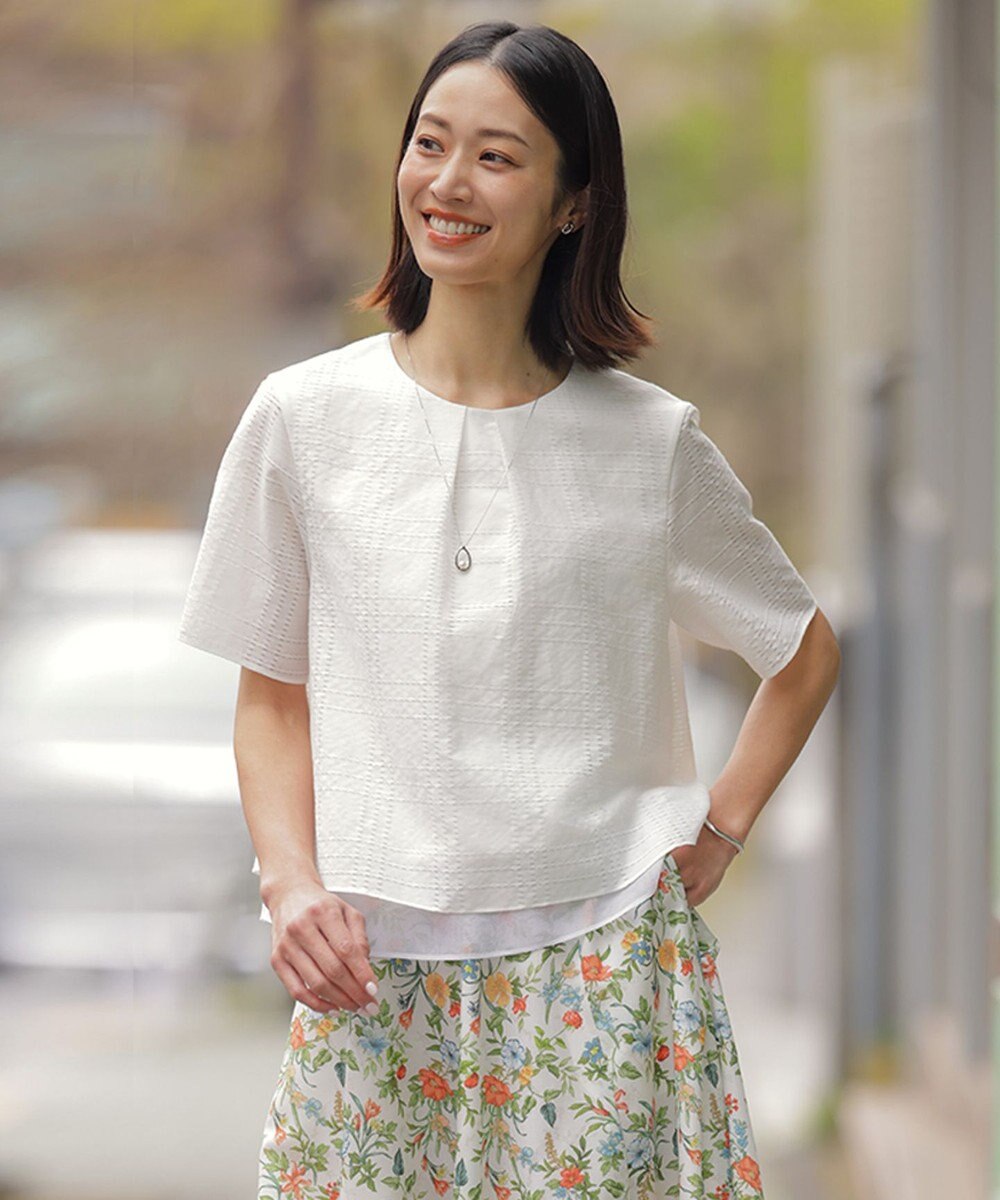 J.PRESS LADIES レーシーチェック クルーネック カットソー 