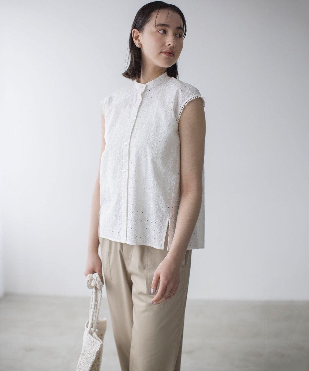 組曲 L エンブロイダリーレースノースリーブ ブラウス 