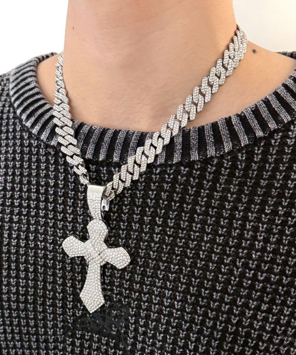 WEGO Mモチーフラインストーンネックレス 