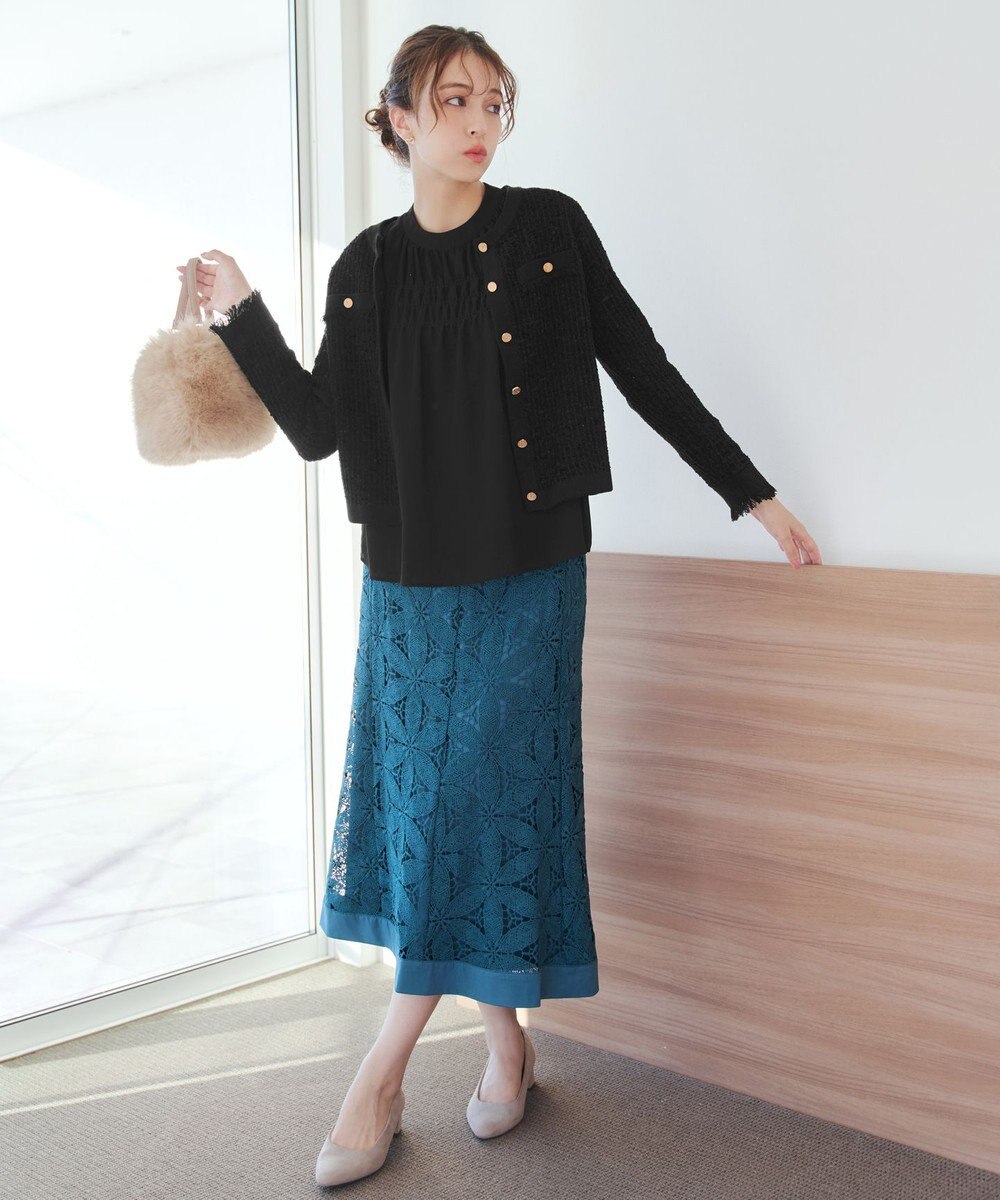 Tiaclasse 【洗える】シフォンシャーリングブラウス 