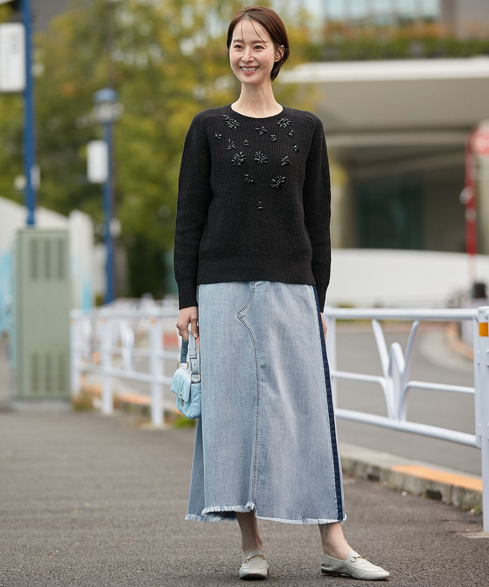 自由区洗えるフレアデニムスカートストレッチ　Japan DENIM fabric