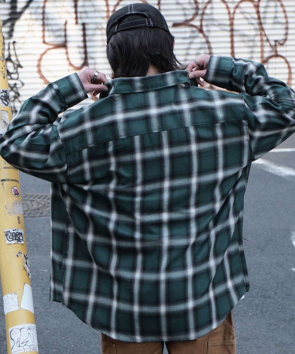 WEGO 【ユニセックス着用ITEM/SMLサイズ展開】オンブレチェックシャツ（LS） 