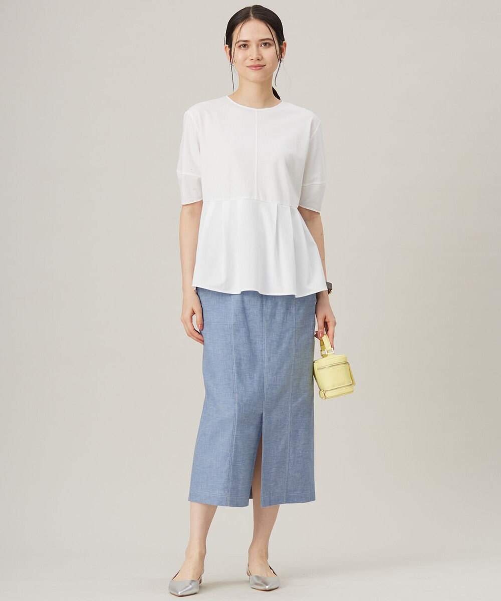 自由区 【接触冷感・UVカット・吸水速乾・抗菌防臭・洗える】ハイツイストポンチペプラム カットソー 