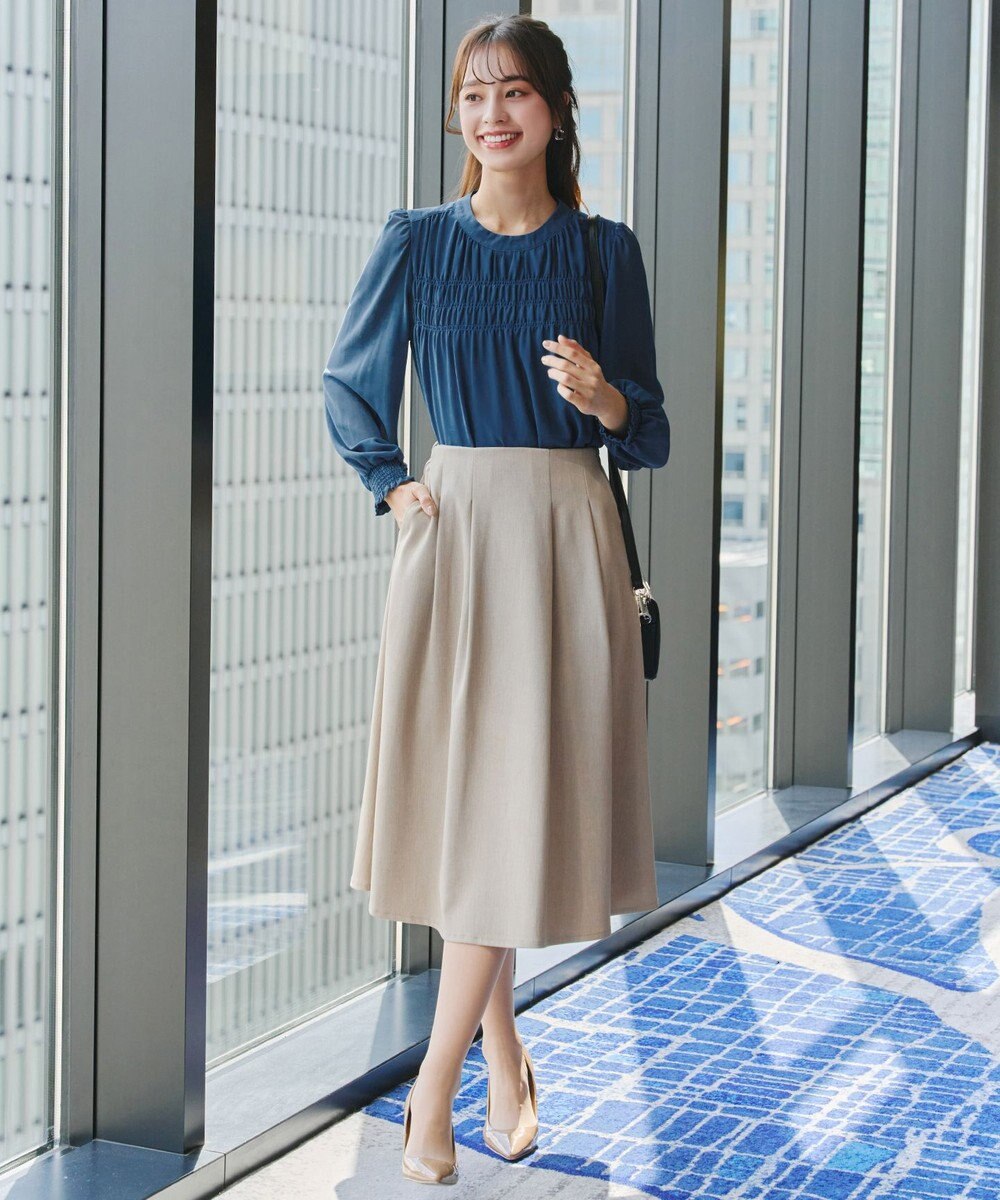 Tiaclasse 【洗える】シフォンシャーリングブラウス 