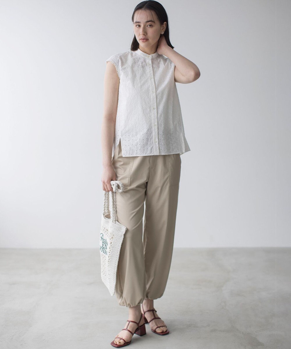 組曲 L エンブロイダリーレースノースリーブ ブラウス 