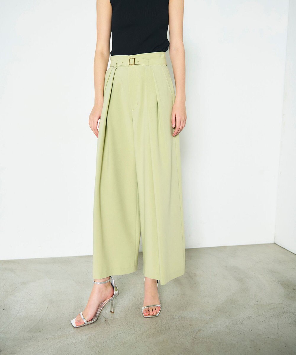 GRACE CONTINENTAL ツータックベルトワイドパンツ 