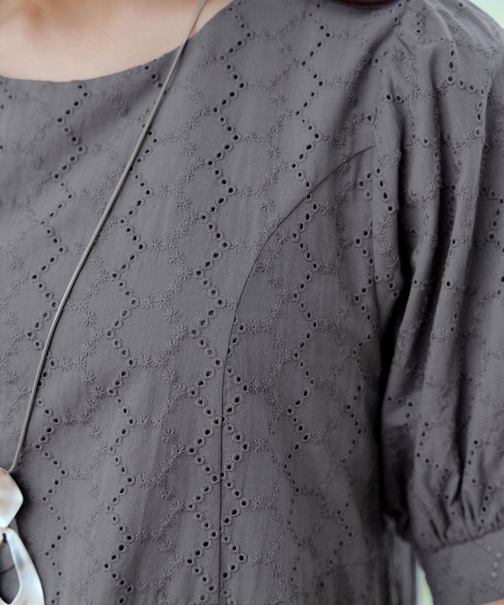 Tiaclasse L 【洗える】パンチングレースAラインワンピース 