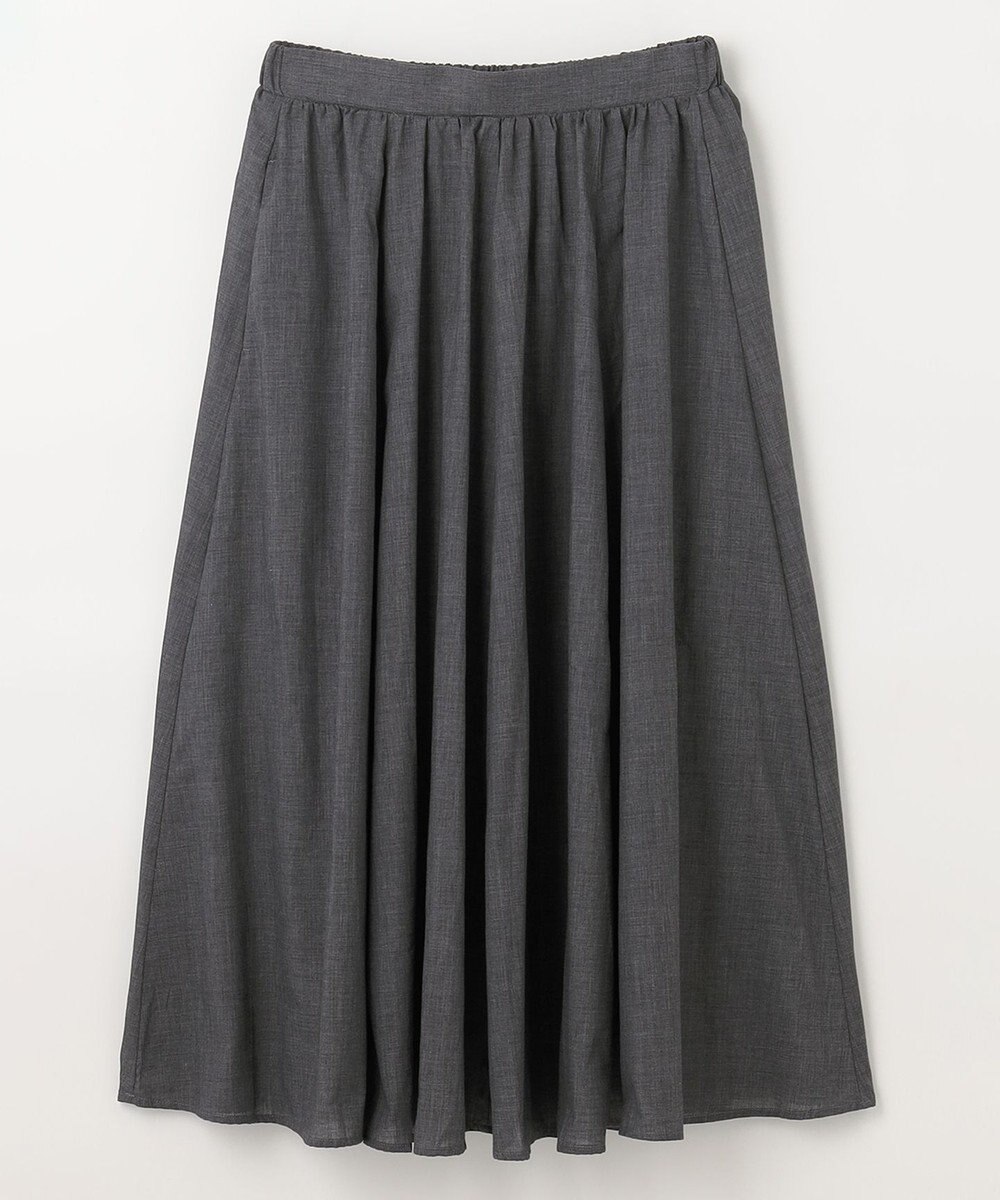 ANY 【ウエストゴム/ポケット付】シャンブレーライク フレアスカート 