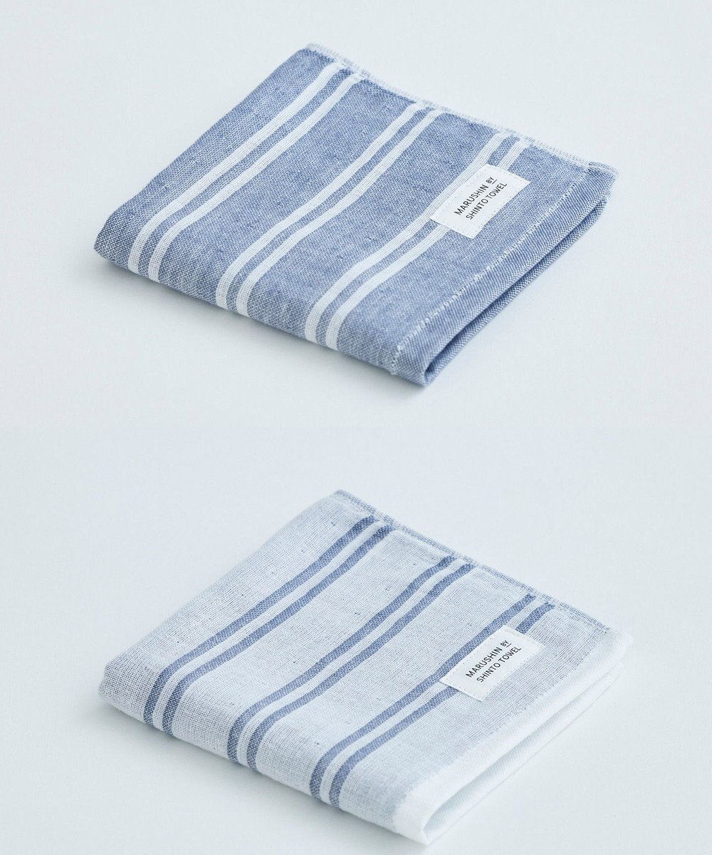 SHINTO TOWEL シマ ハンドタオル ダブル白地/色地 2枚セット 