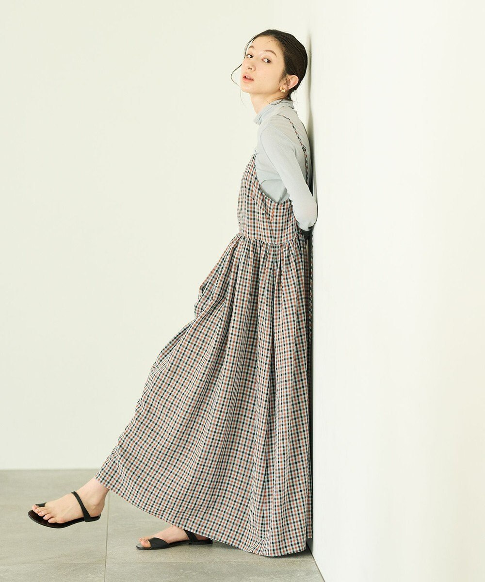 #Newans ボリュームチェックキャミワンピ 