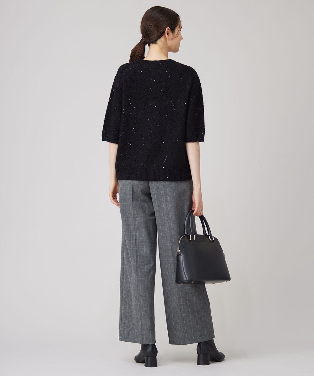 自由区 【撥水加工・洗える】TRギャバ裏起毛チェック柄ワイド パンツ 