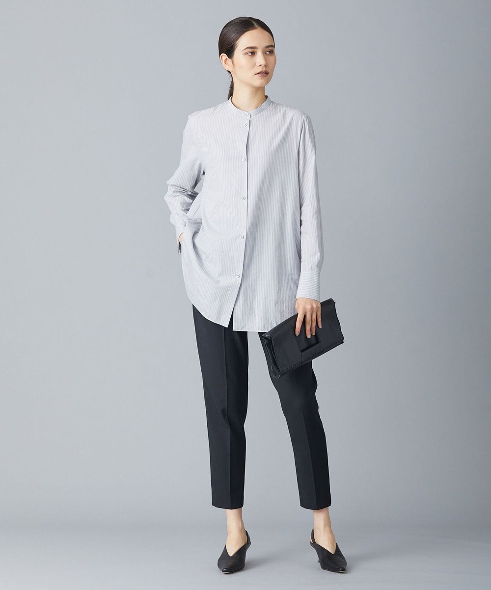 ICB 【洗える】CRySiタイプライター ボウタイ付きバンドカラーシャツ 