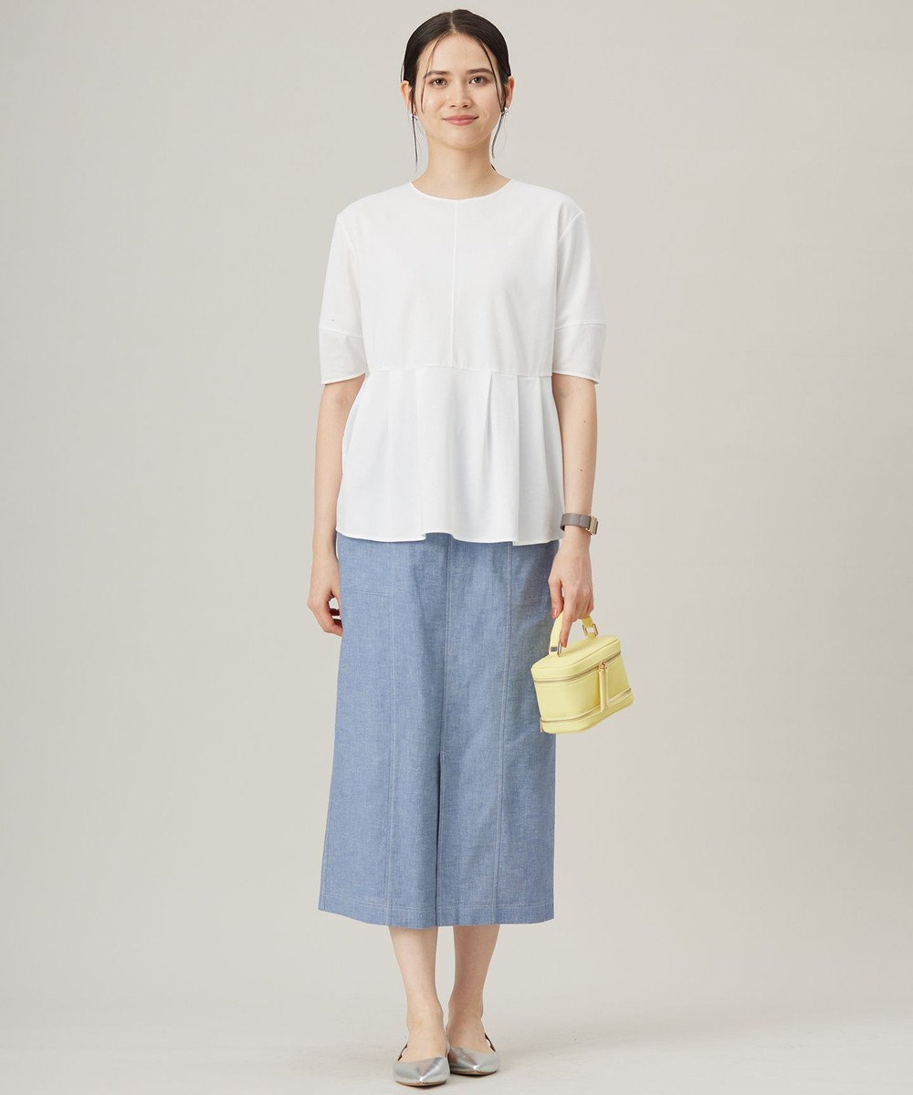 自由区 【接触冷感・UVカット・吸水速乾・抗菌防臭・洗える】ハイツイストポンチペプラム カットソー 