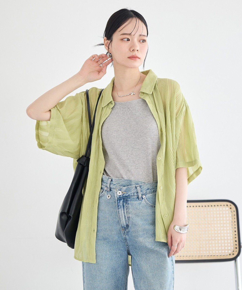 earth music&ecology ランダムプリーツシャツ 