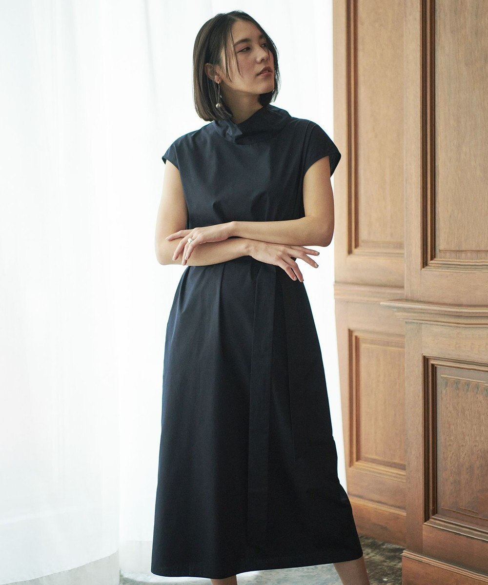 #Newans 【洗える】AMELIA / ハイネックナローシルエットワンピース 