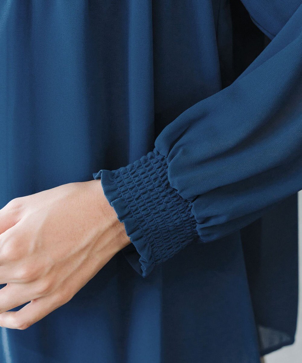 Tiaclasse 【洗える】シフォンシャーリングブラウス 