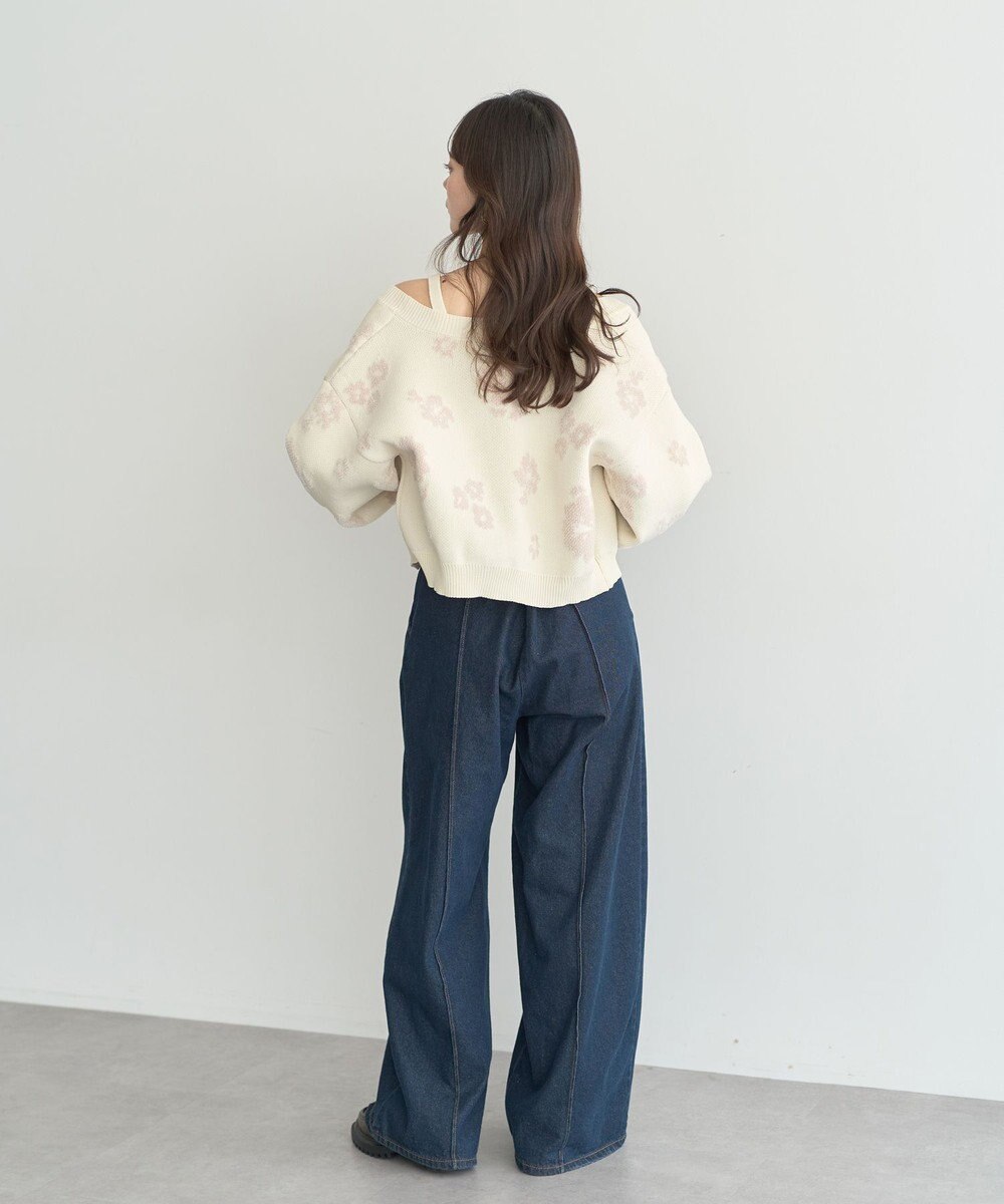 earth music&ecology SET2点フラワージャガードカーデ+ビスチェ 