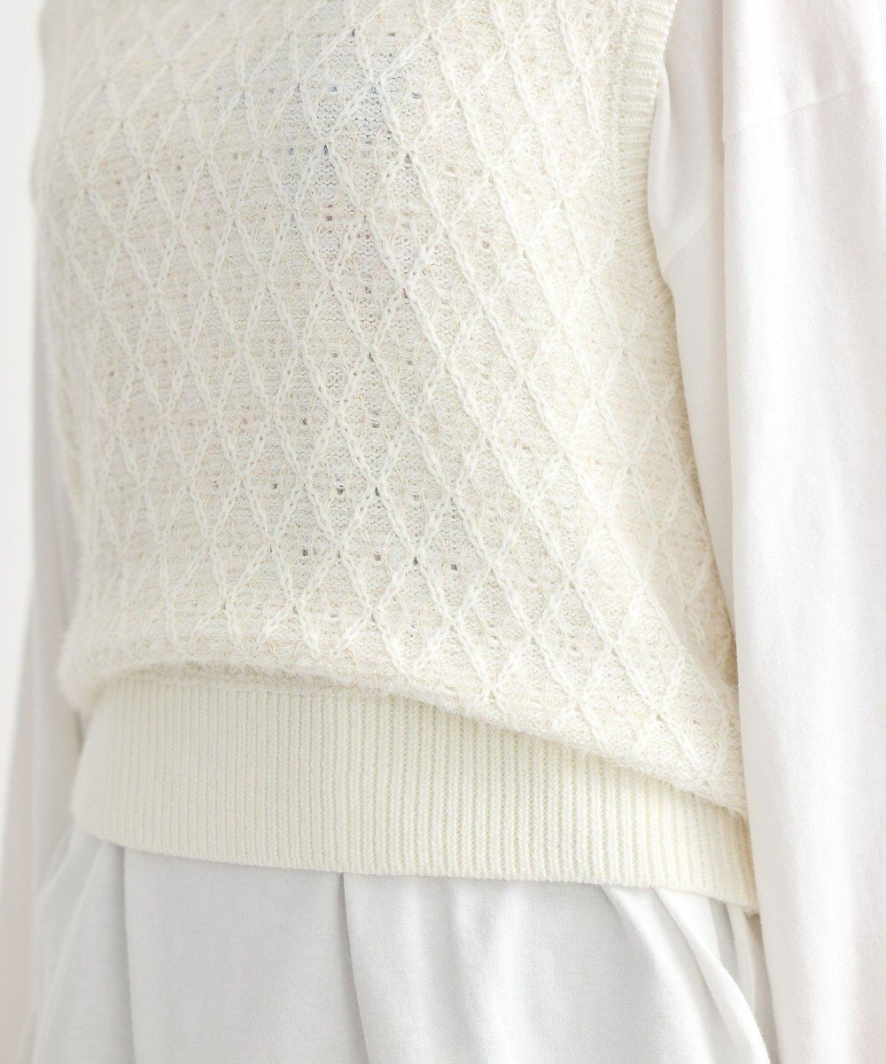 earth music&ecology ラメジャガードニットベスト 