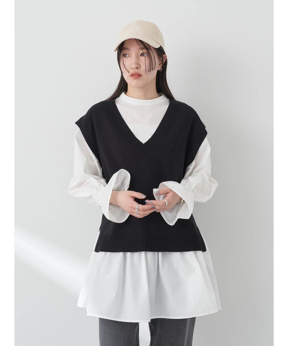 earth music&ecology ＳＥＴ２点Ｖネックベスト＋スタンドカラーチュニック 