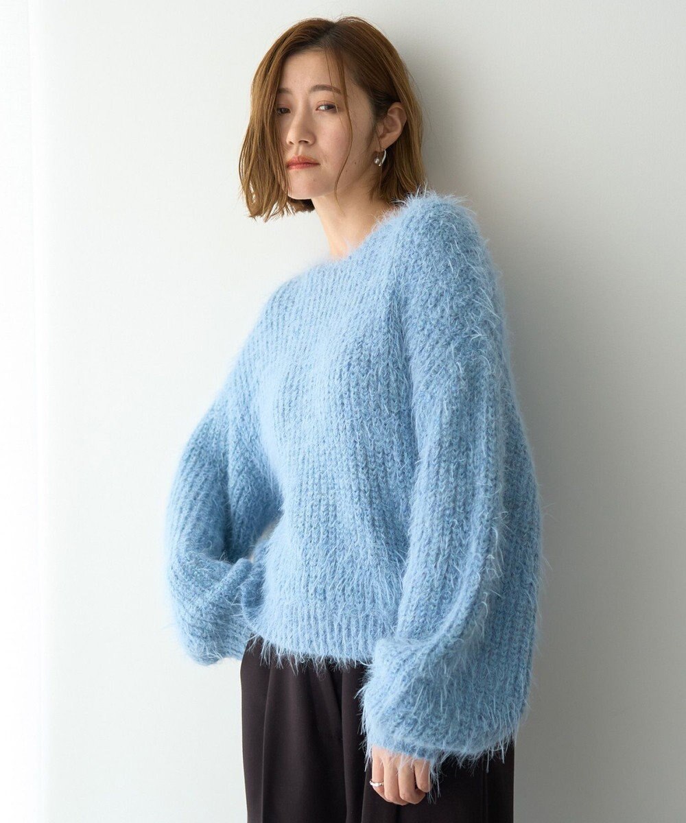 YECCA VECCA ラメシャギーボートネックニット 