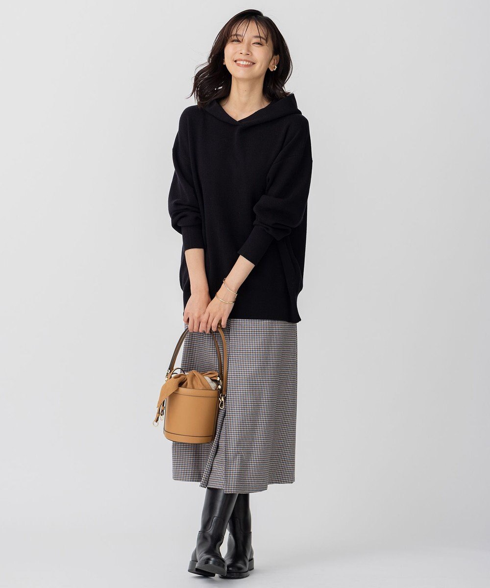 23区 ウールミルドストレッチ チェック フロントタックAラインスカート 