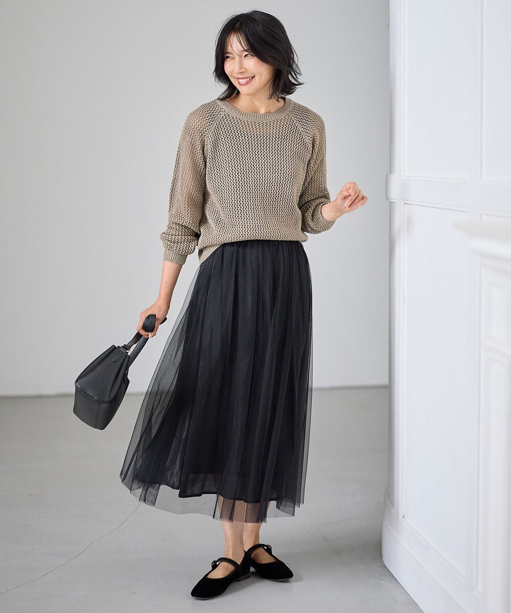 ANY L 【洗濯機可】ラメニットメッシュプルオーバー 