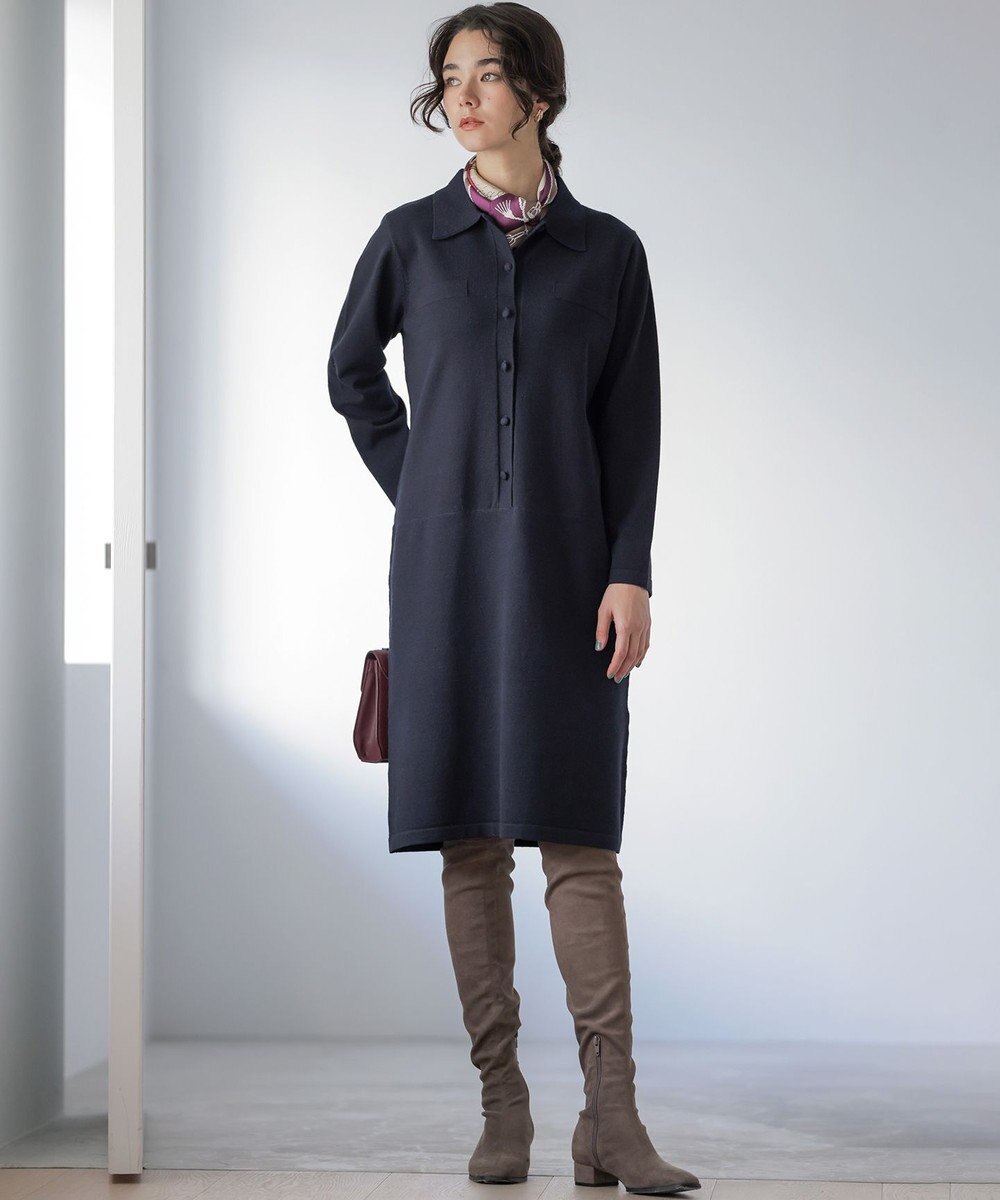 組曲 ニット襟トロンプルイユ ワンピース 