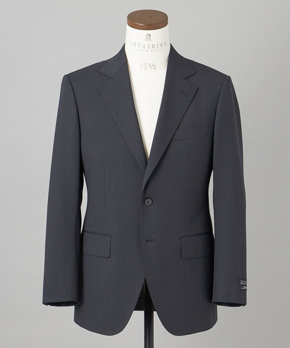 GOTAIRIKU オールシーズン対応【御幸毛織】WOOL×SOLOTEX ストレッチスーツ（グレー無地） 