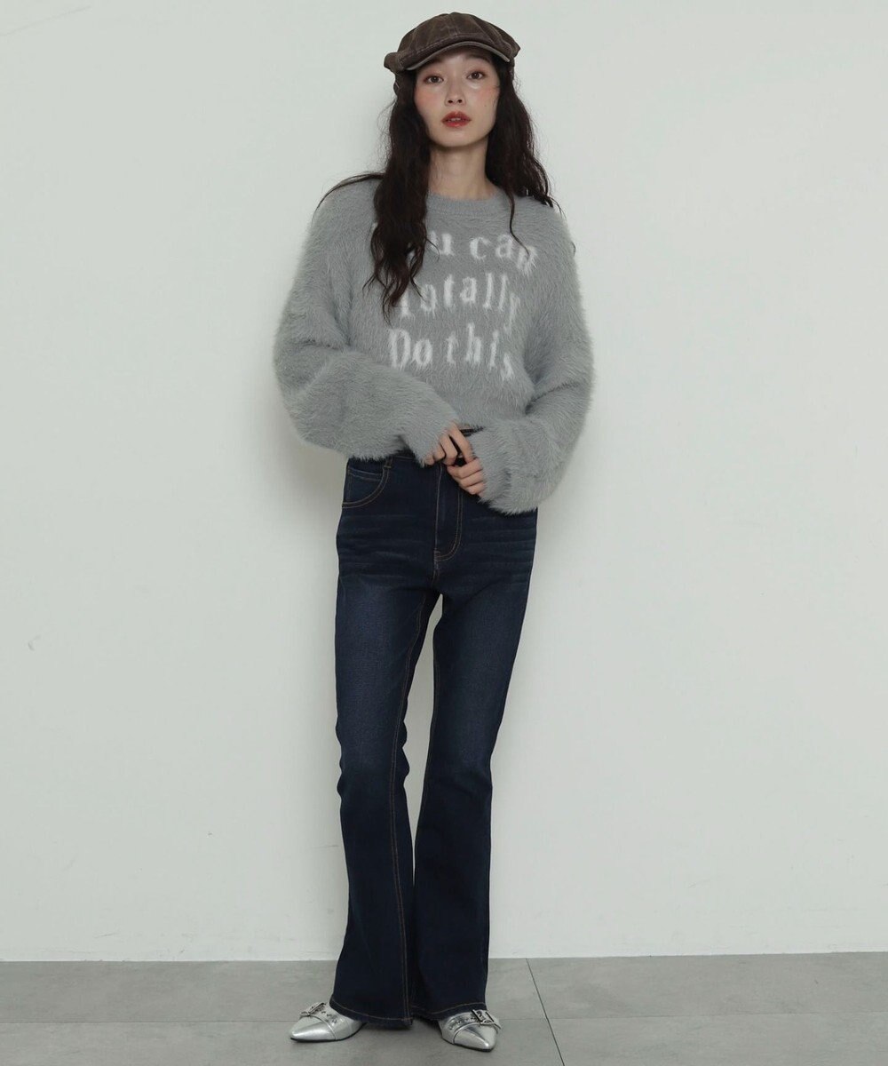 WEGO ロゴシャギーショートニット 