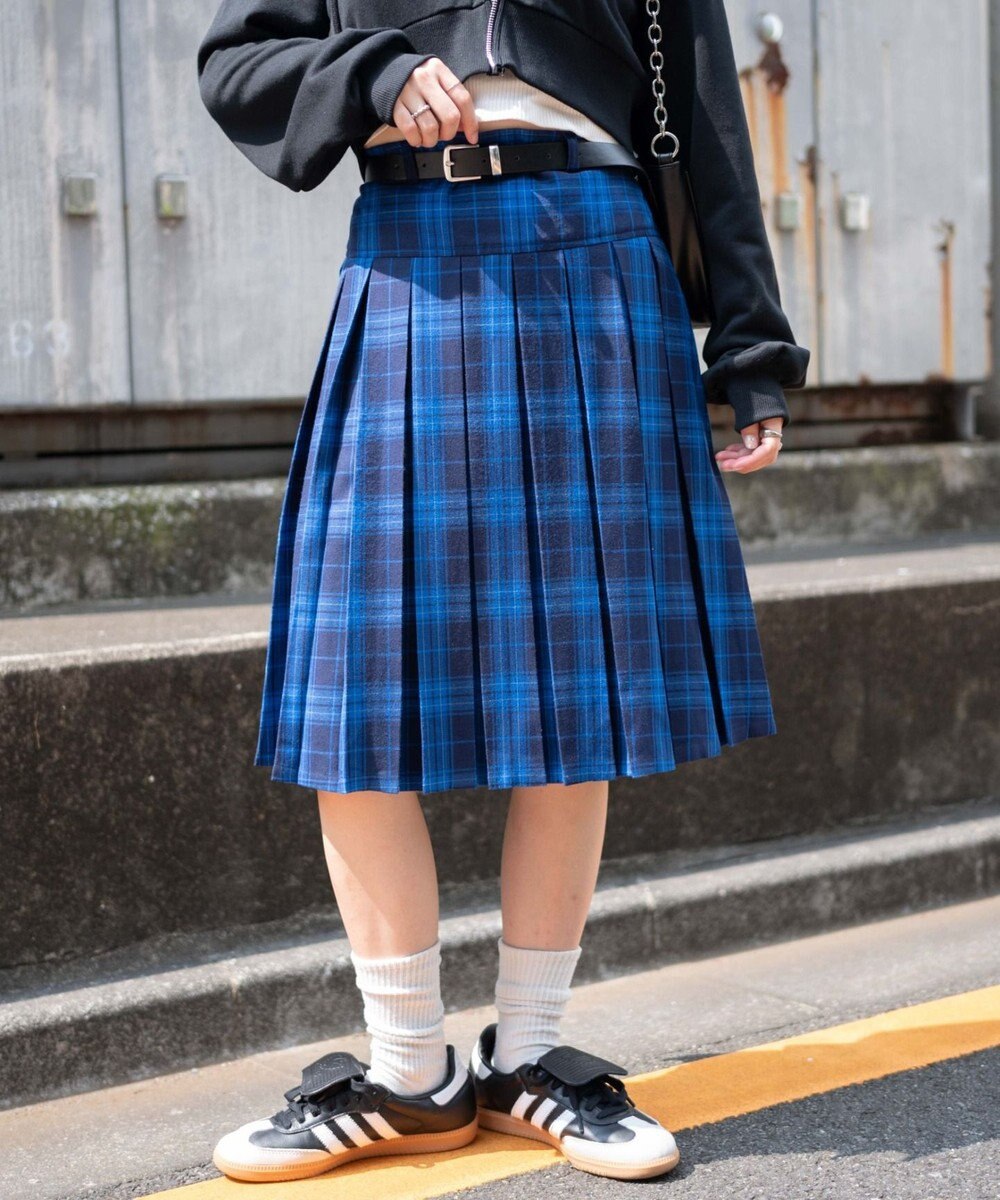 WEGO ベルト付プリーツミドルスカート 