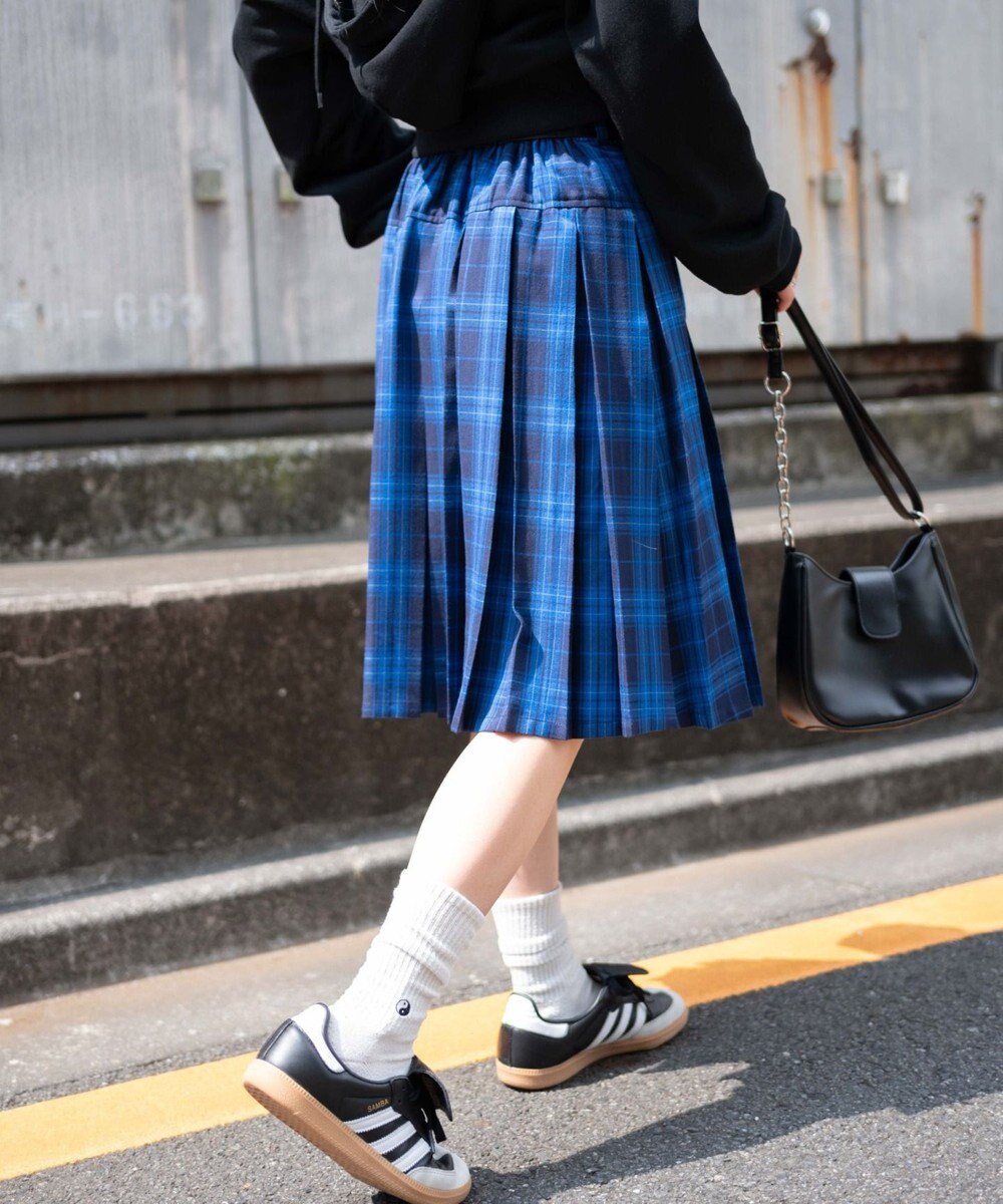 WEGO ベルト付プリーツミドルスカート 