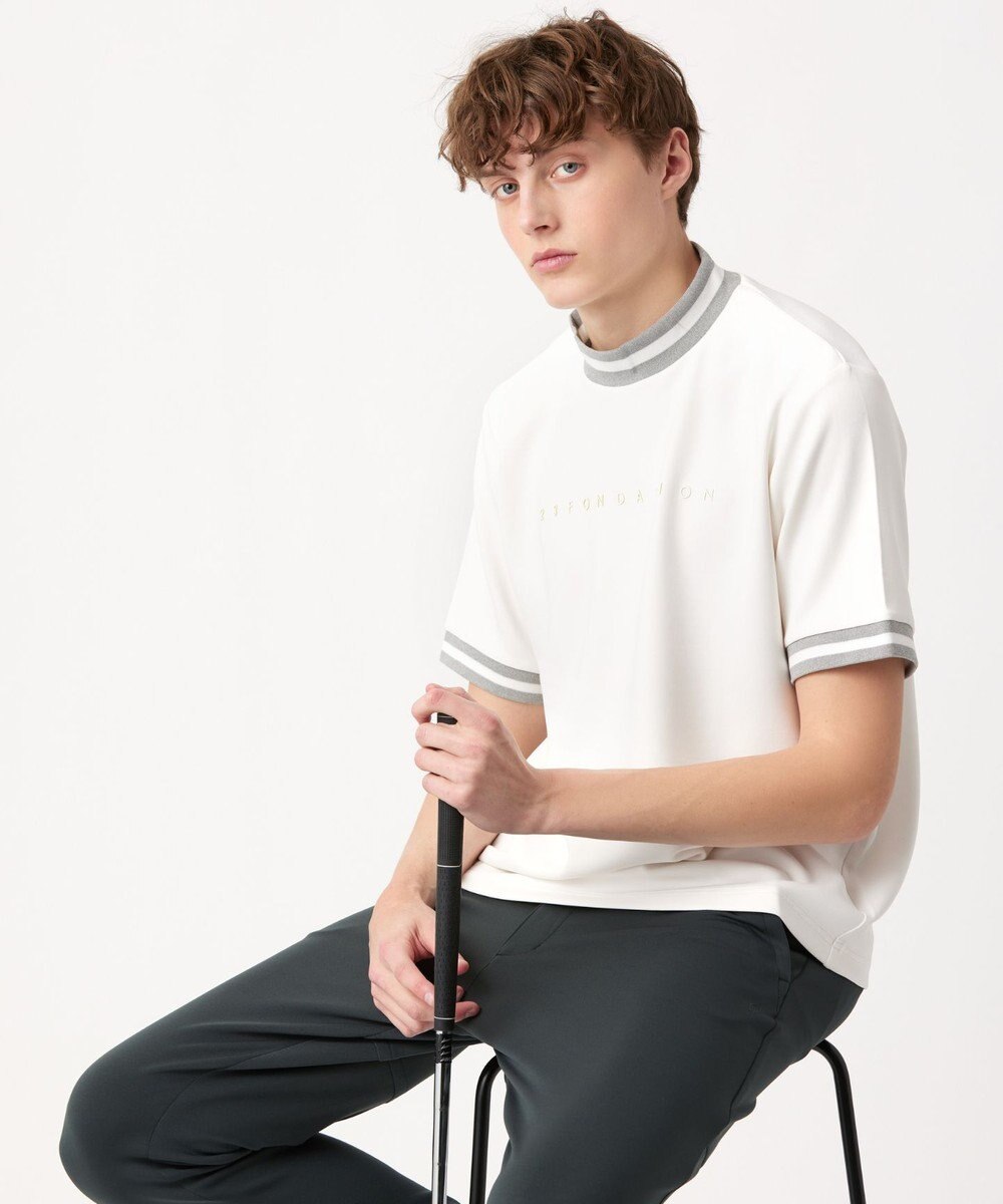 23区GOLF 【23Fondation】【吸水速乾/UVケア】ライトダンボール モックネック 