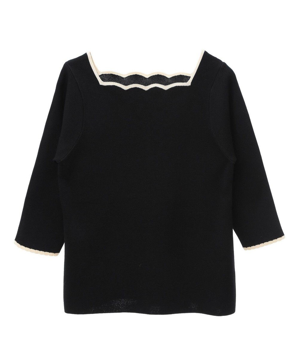 earth music&ecology 襟袖スカラップ配色プルオーバー 