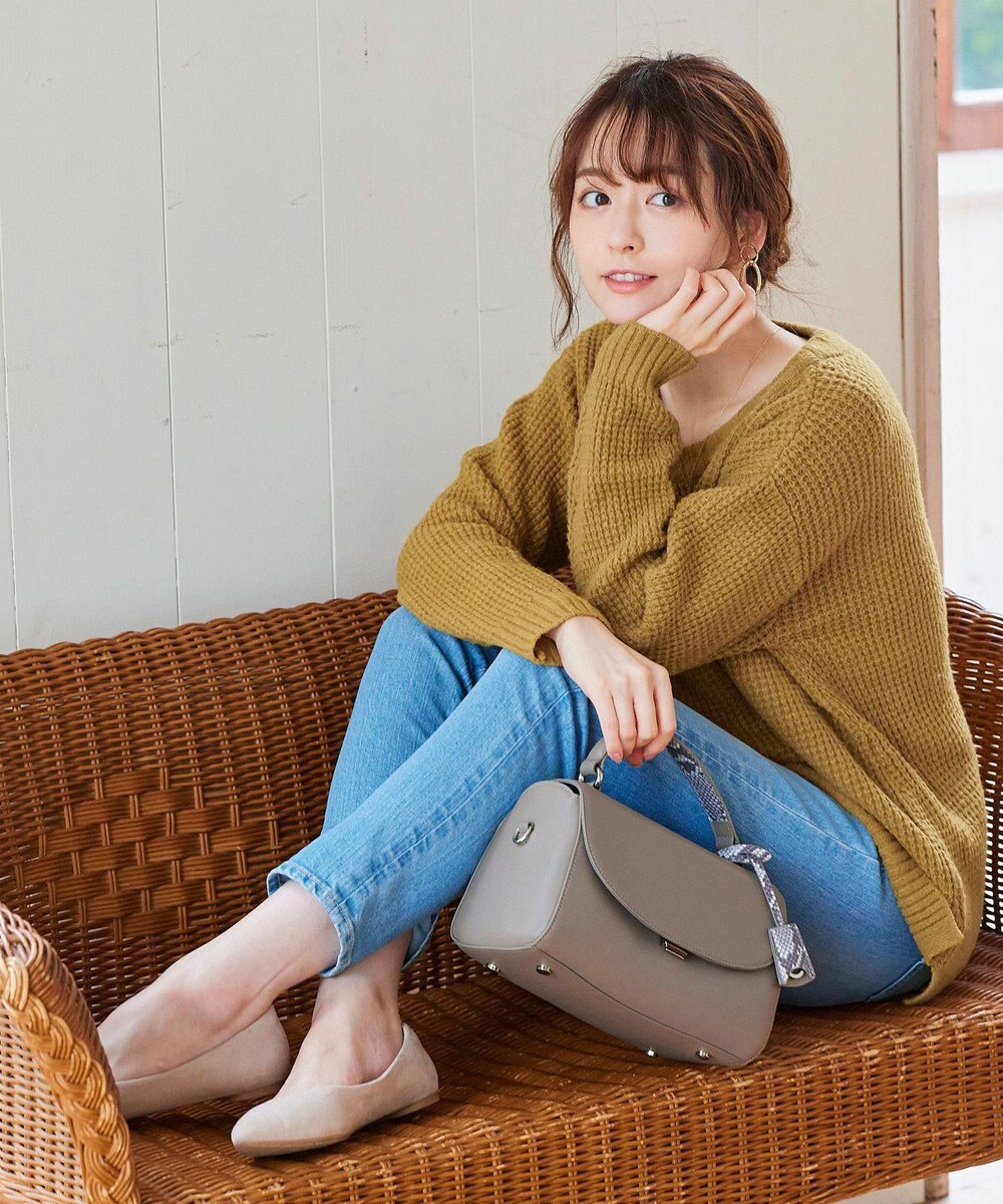 Tiaclasse 【洗える】大人可愛いワッフルニットトップス 