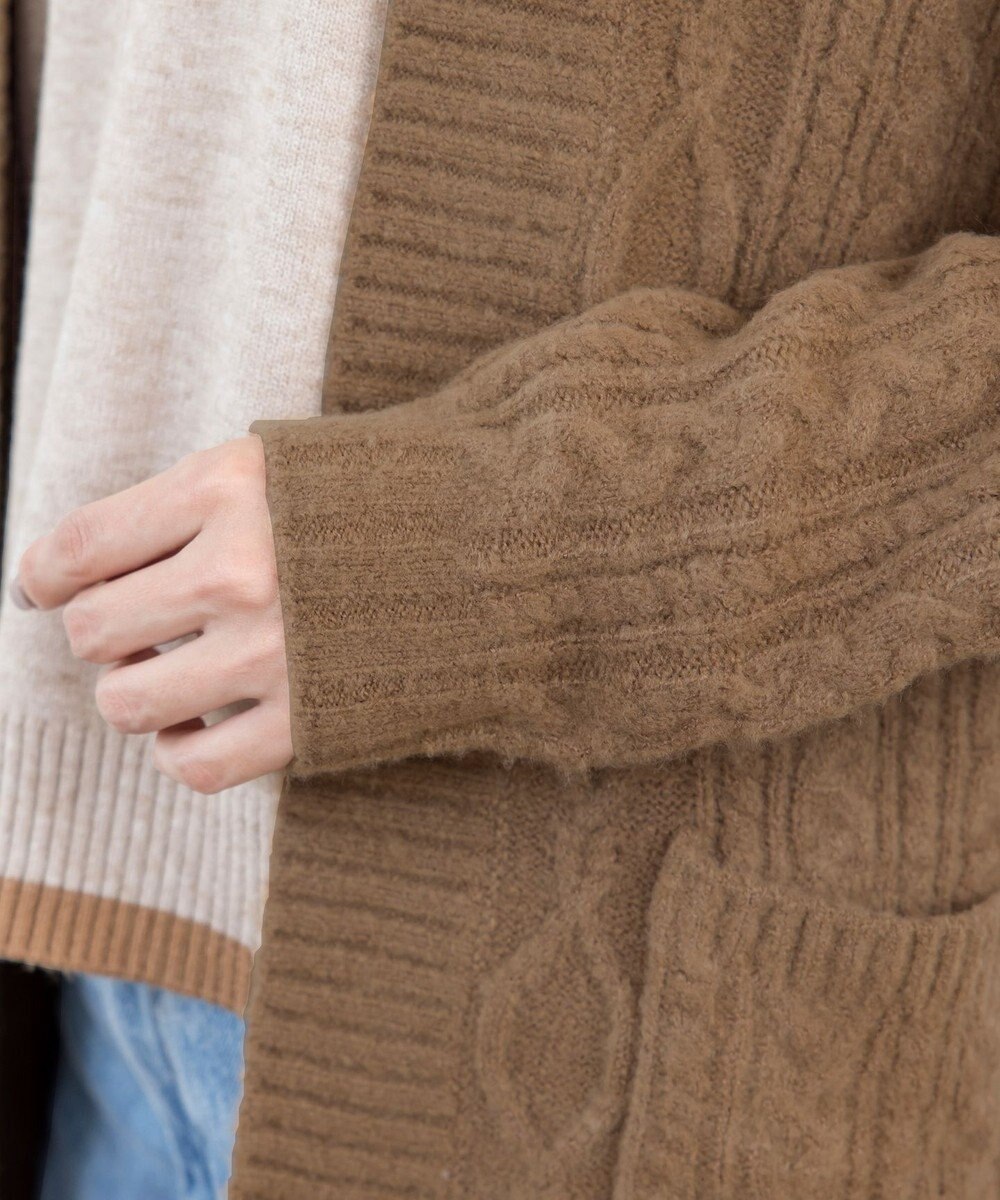 Tiaclasse 【洗える】大人華やかなアラン柄ニットカーディガン 