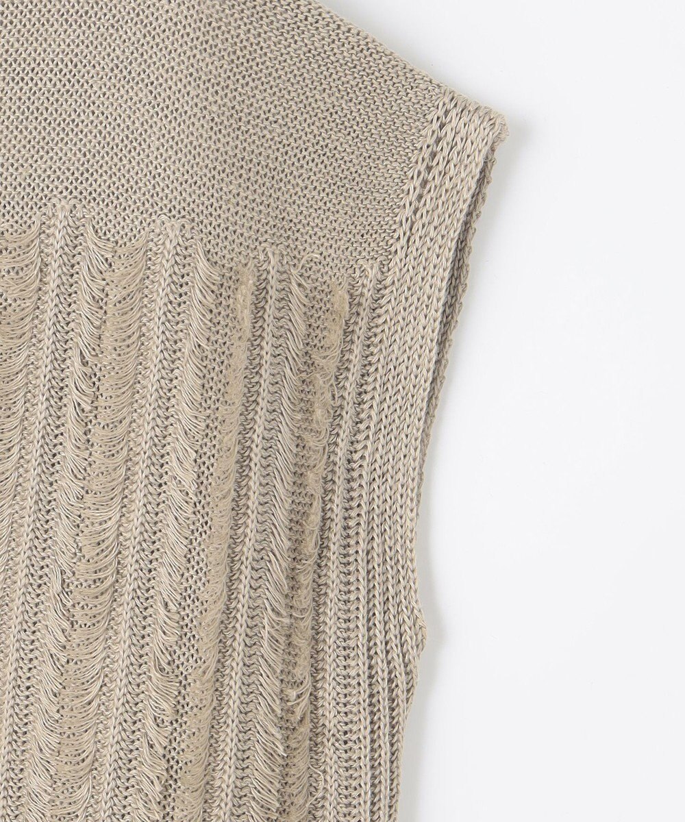 自由区 【XSサイズ～】リネンフリンジディテールフレンチスリーブ ニット 