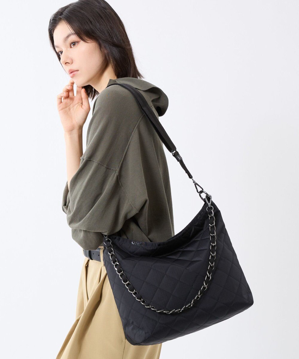 LeSportsac CHAIN MED ZIP SHOULDER/オニキスチェーンキルト 