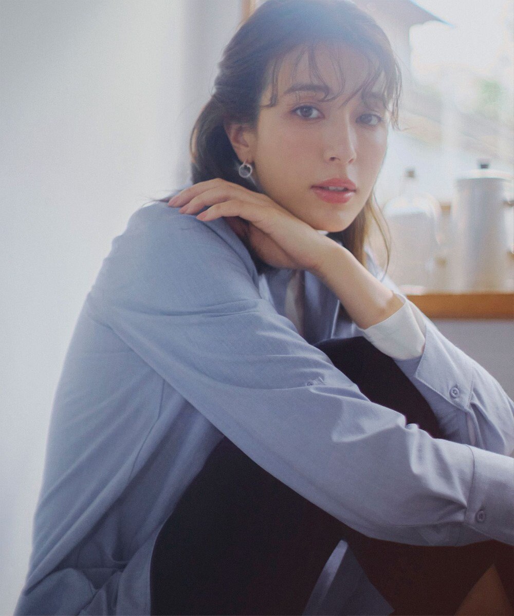 Tiaclasse 【洗える】-TiaBASIC-バンドカラーシャツチュニックブラウス 