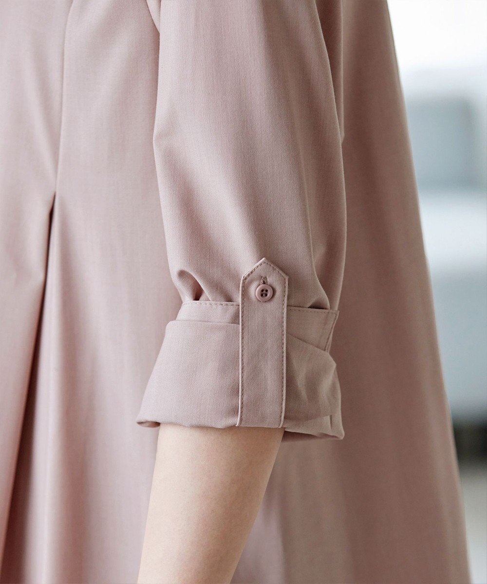 Tiaclasse 【洗える】-TiaBASIC-バンドカラーシャツチュニックブラウス 