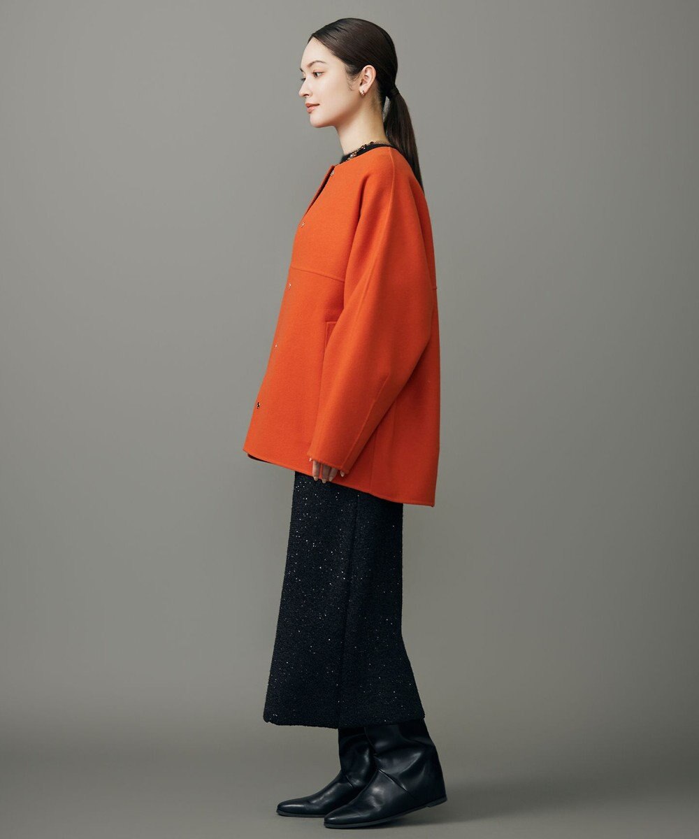 自由区 S 【SHIHOさん着用】ウールリバーノーカラー コート 