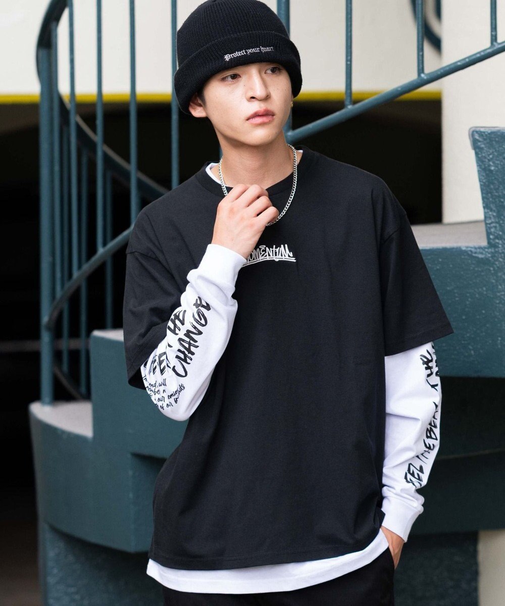 WEGO 【2点セット】アクセ付きアンサンブルグラフィックT（長袖） 