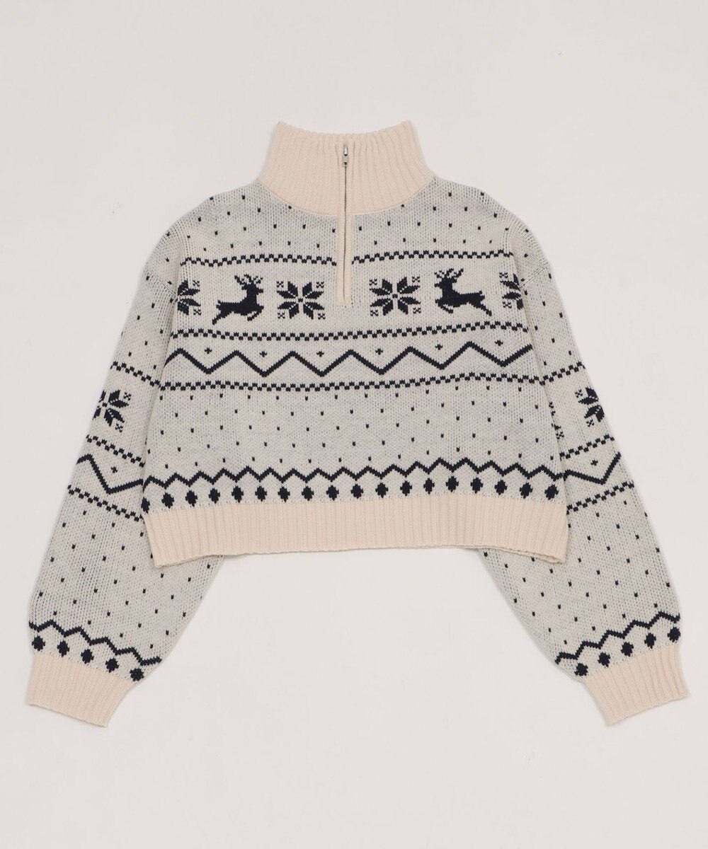 WEGO ノルディック柄ハーフジップニット 