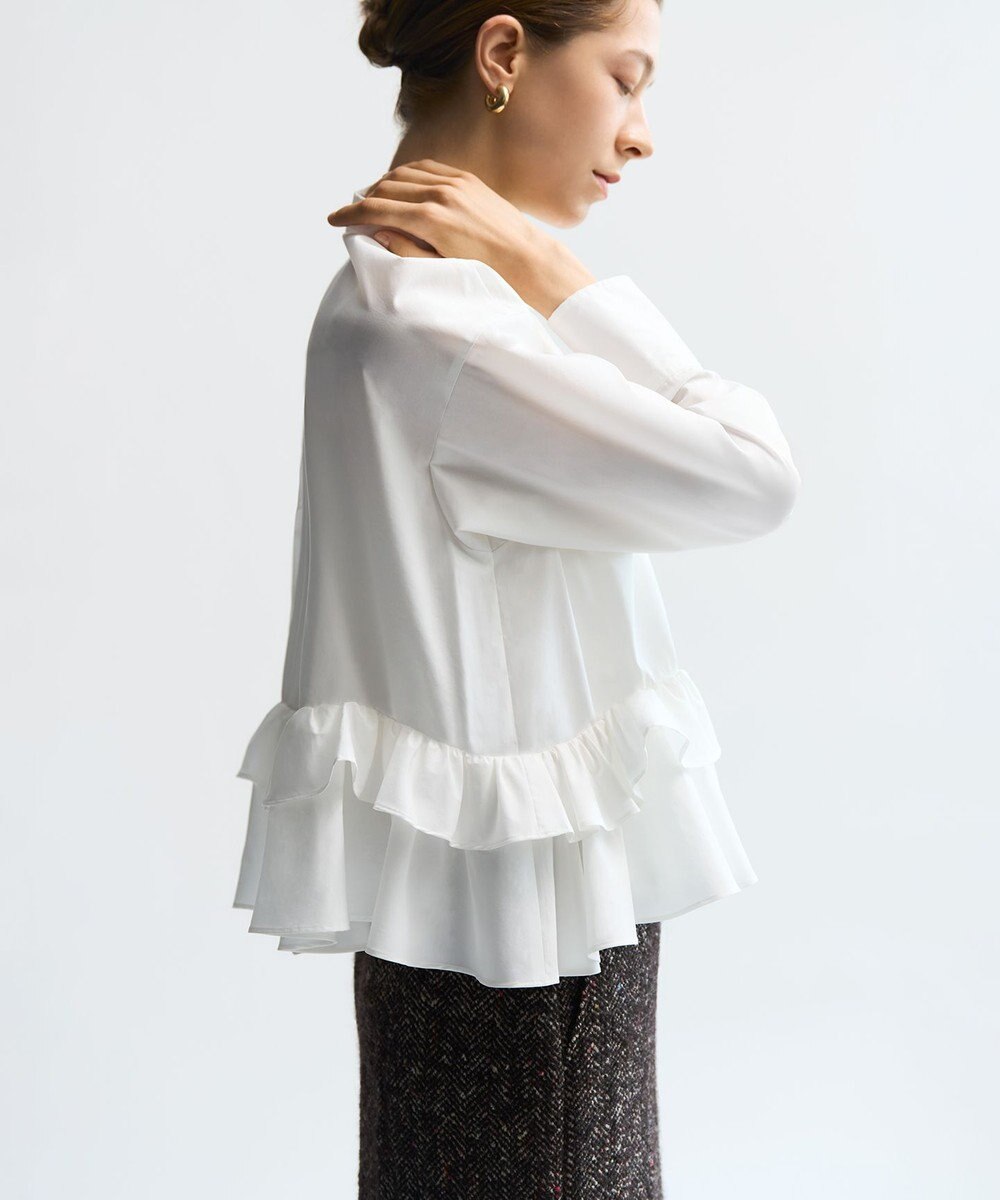 23区 S 【GOLD LABEL】コットンライトタフタ フリル シャツ 