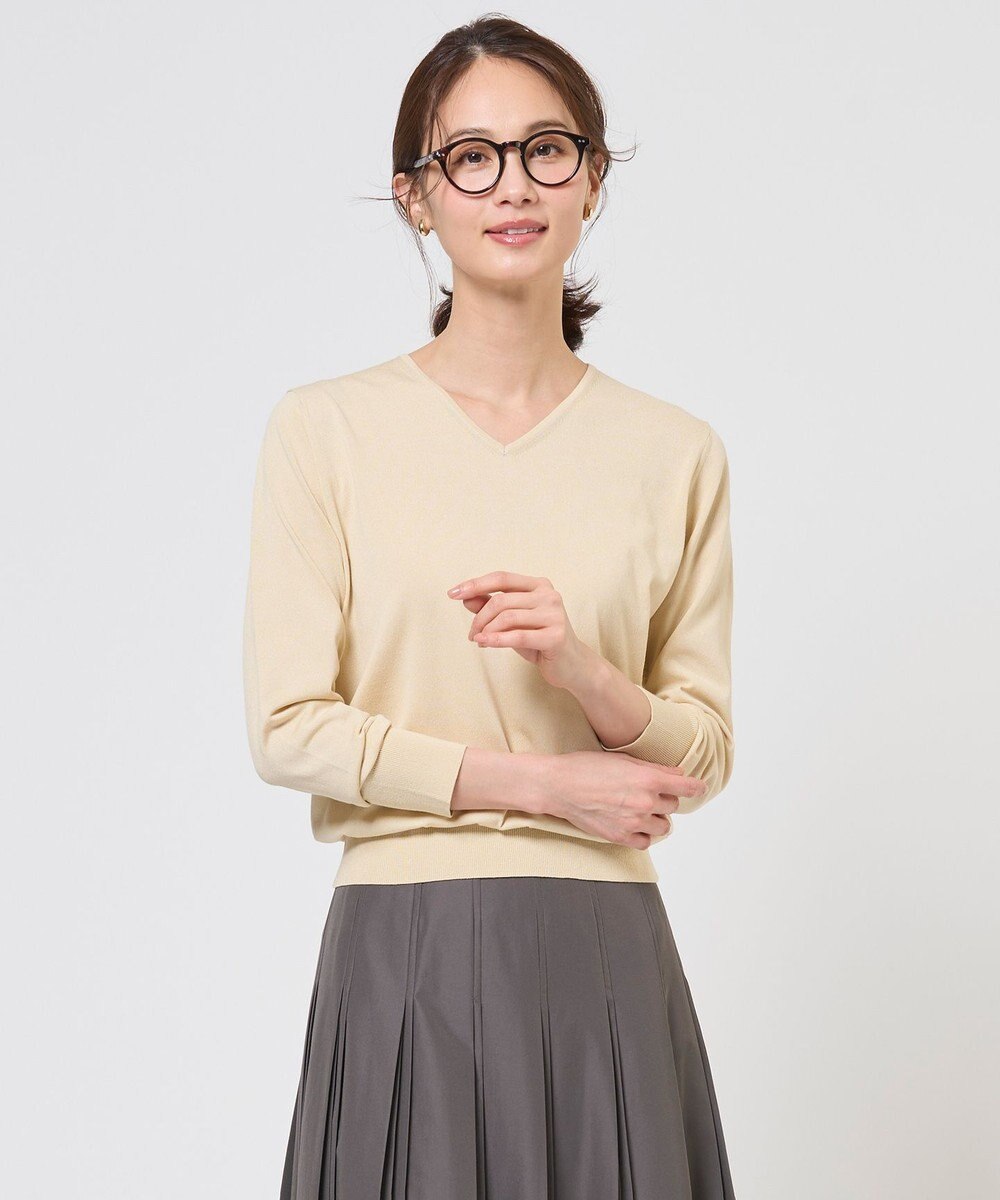 J.PRESS LADIES L HIGH GAUGE BASIC Vネック ニット 
