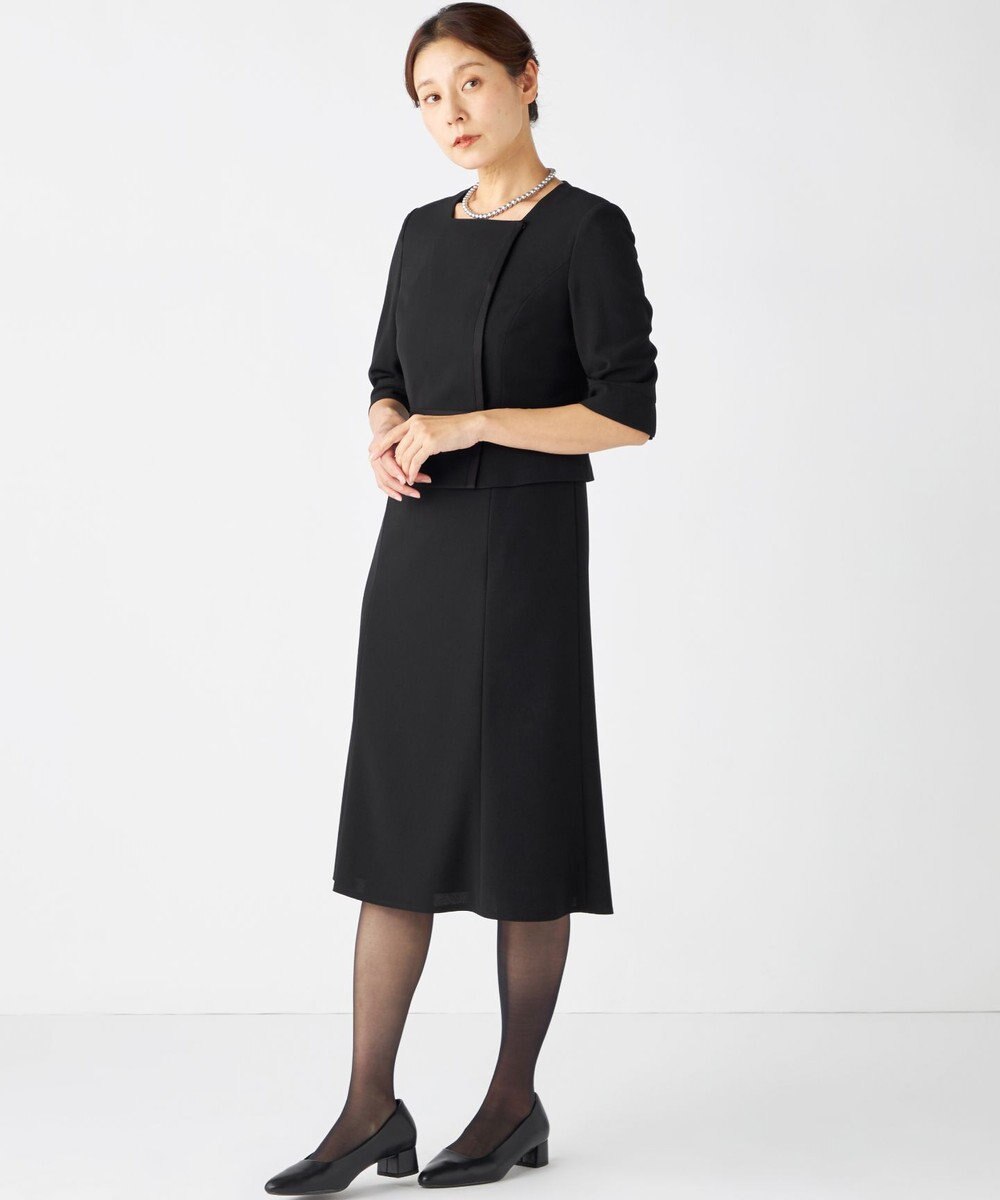 自由区 FORMAL 【ウォッシャブル対応】ドビーボーダーリボン ジャケット+ワンピース 