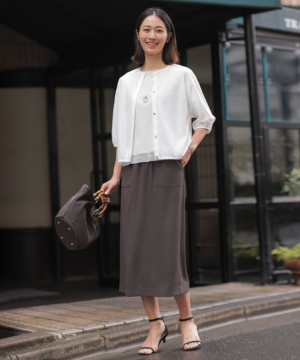 J.PRESS LADIES L 【冷房対策に】シアードライトリコット クルーネック カーディガン 