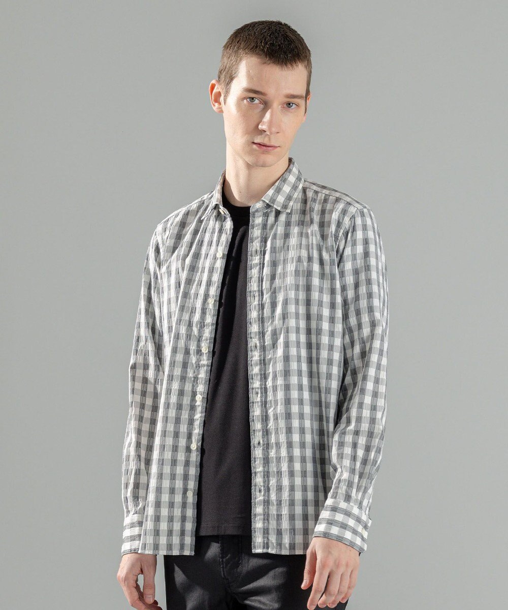 JOSEPH HOMME 新柄【オリジナル素材】ギンガムシャンブレーストレッチ　レギュラーカラーシャツ 