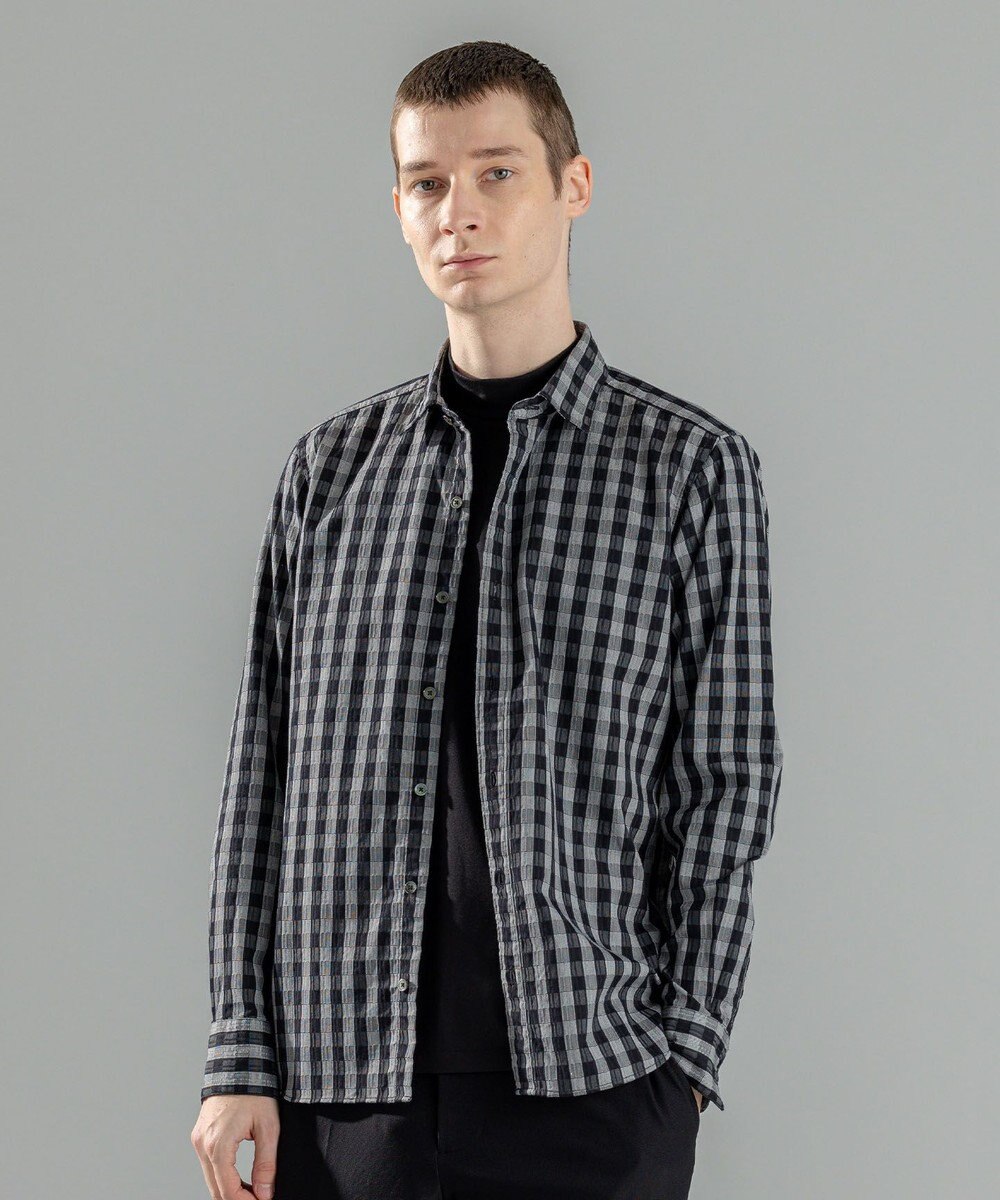 JOSEPH HOMME 新柄【オリジナル素材】ギンガムシャンブレーストレッチ　レギュラーカラーシャツ 
