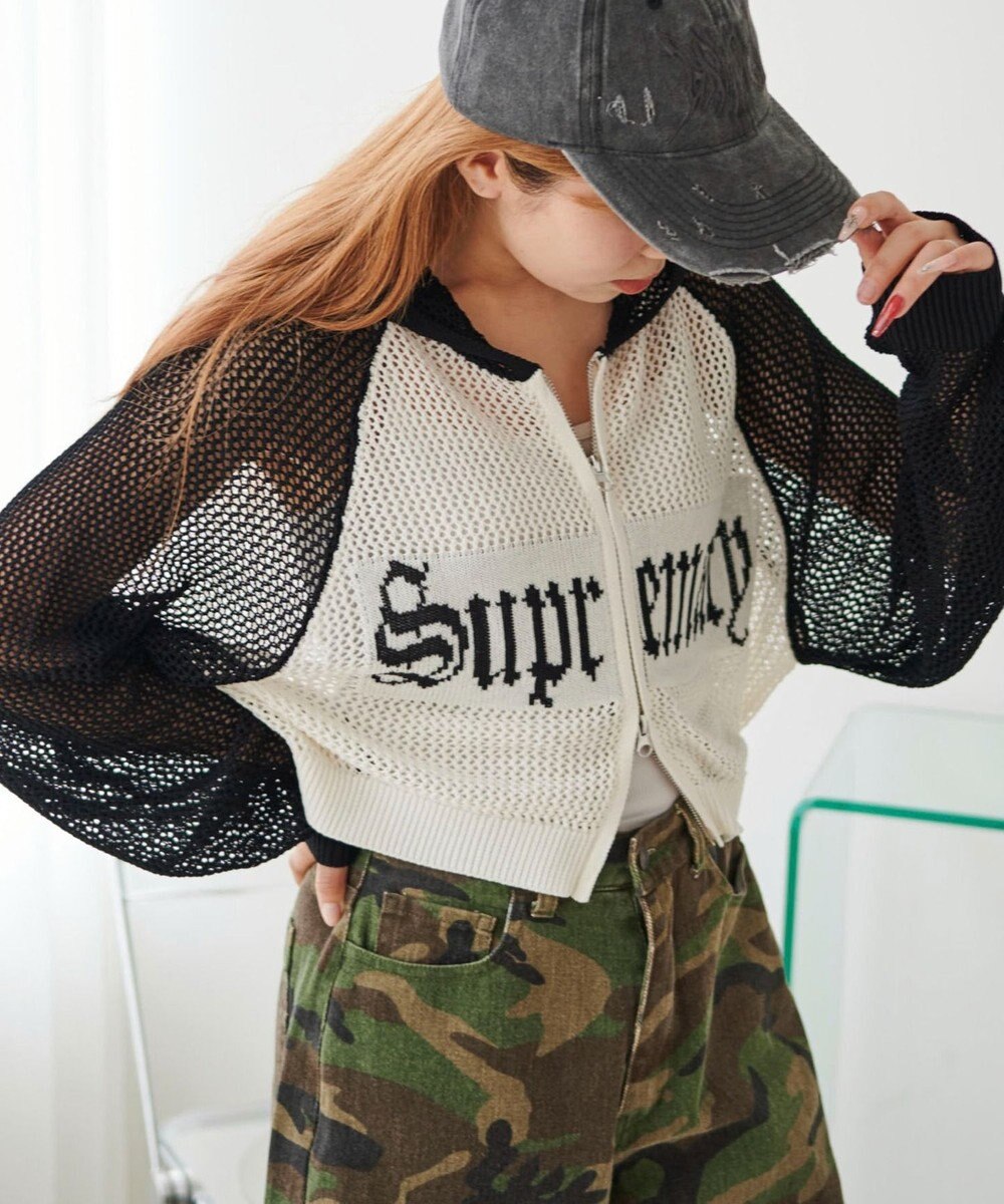 WEGO ラグランメッシュニットショートパーカー 