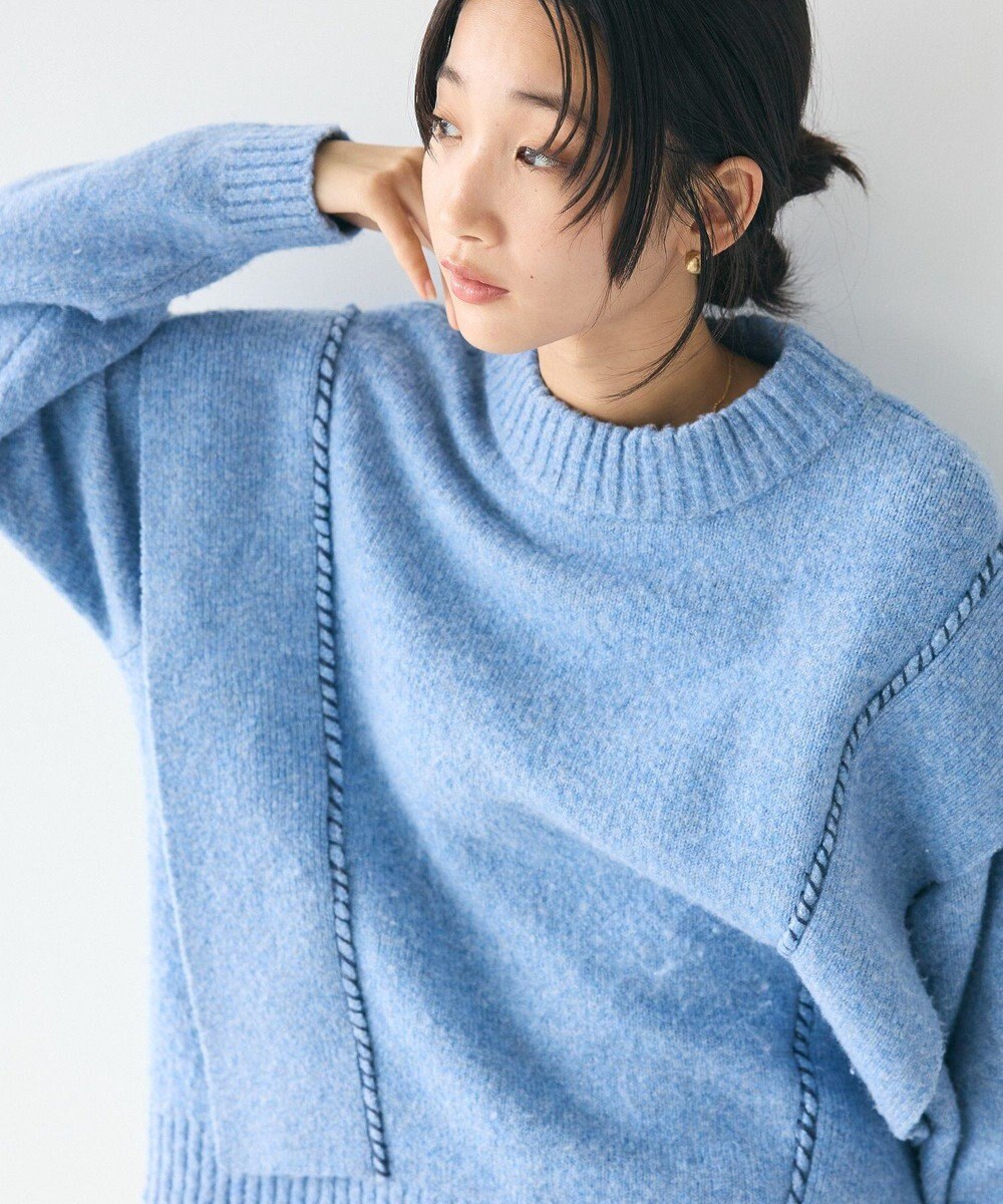 CRAFT STANDARD BOUTIQUE 洗える/ハンドステッチデザインニットプルオーバー 